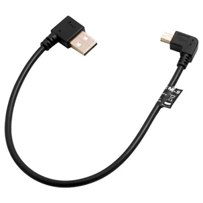 Obrázek SYSTEM S Mini USB 90 stupňů levý úhlový konektor na typ A (Male) pravý zahnutý kabel 26 cm