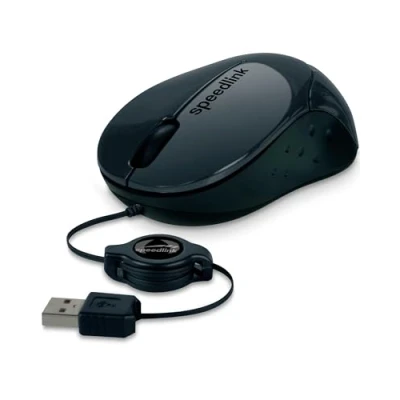 Obrázek Speedlink BEENIE Mobile Mouse silent kompaktní myš s kabelem připojená USB, nastavitelná délka kabelu kabelovým vstupem, tichý klik, černá
