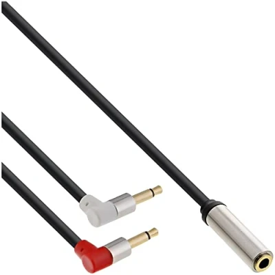 Obrázek InLine 99251A Slim Audio sluchátka adaptér do letadla, 2x 3,5 mm jack ST na 3,5mm BU 3pól, 1 m
