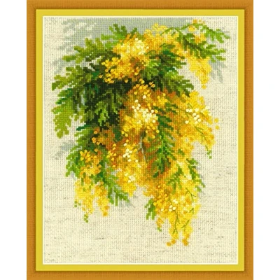 Obrázek Riolis 1615 Mimosa Cross Stitch Kit, bavlna, vícebarevné, 18 x 24 0, 1 cm
