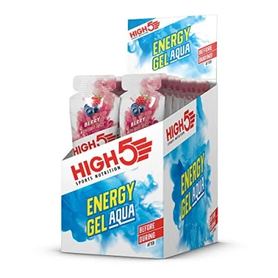 Obrázek HIGH5 Energy Gels Aqua rychlý přísun energie se sportovním gelem pro špičkový výkon přírodní ovocná šťáva energetický gel bez kofeinu běh, maraton, cyklistiku, vytrvalost (bobule, 20 x