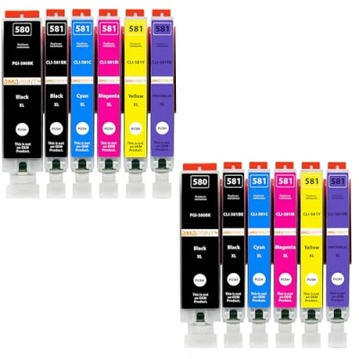Obrázek Amaprint 12 XL patrony kompatibilní s Canon PGI 580 CLI 581 modrou fotobělou vhodné pro Pixma TS8100 TS8150 TS8151 TS8152 TS8200 TS8250 TS8251 TS8252 TS8300 TS8350 TS8351 TS83522. TS9100 TS9150 TS9155