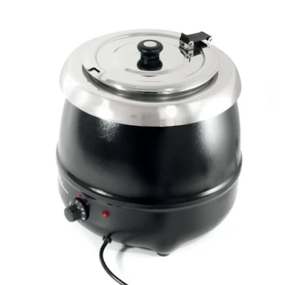 Obrázek HENDI Konvice na polévku, polévkový vařič, ohřívač polévek, stanice vč. magnetických štítků, 8 l, 230 V, 435 W, ø340 x (V) 360 mm, nerezová ocel, černý, černý povrch