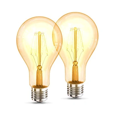Obrázek B.K.Licht Sada 2 ks LED žárovek E27 s extra teplou bílou barvou světla, tvar A75, 4 watty, 360 lumenů, LED, žárovka, Vintage, Retro, Edison, 13,5 x 7,2 cm, jantarová