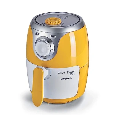 Obrázek Ariete 4615 Airy Fryer Mini, Heißluftfritteusen, 2L Fassungsvermögen, 1000W, maximale Temperatur 200, Antihaftbeschichtung, herausnehmbarer Frittierbehälter, Rezeptbuch auf Deutsch, Gelb
