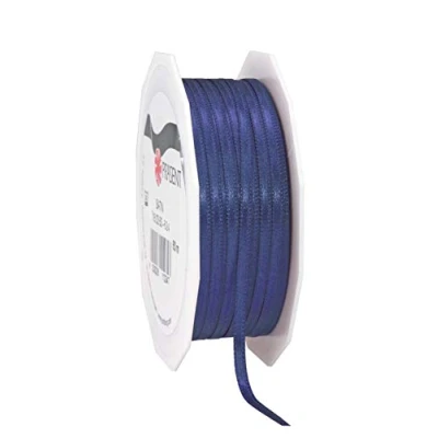 Obrázek PRÄSENT C.E. Pattberg Satin dunkelblau, 50 m Satinband zum Einpacken von Geschenken, 3 mm Breite, Geschenkband Dekorieren &amp; Basteln, Dekoband, Anlass
