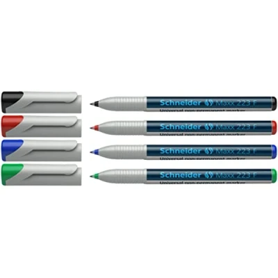 Obrázek Schneider OHP Marker 223 non permanent F, 0,7 mm, omyvatelný vlhkým hadříkem, 4 ks, šedý