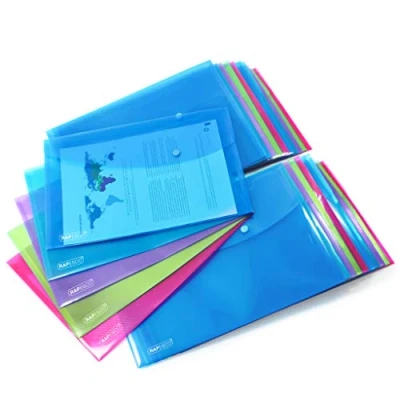 Obrázek Rapesco 1494 Dokumentenmappe mit Druckknopf, A4+, Sortierte Farben, 20 Stück
