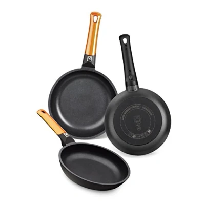 Obrázek BRA Efficient Orange Pfannen Set, Aluminium, schwarz, 20 x 24 x28 cm, 4 Einheiten