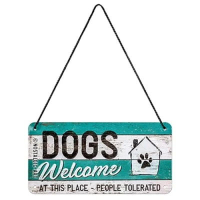 Obrázek Nostalgic Art Retro závěsná tabulka, 10 x 20 cm, štítek na tlapky Dogs Welcome nápad dárek pro majitele psů, z kovu, vintage design s textem