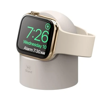 Obrázek elago W2 nabíjecí stanice stojan kompatibilní s Apple Watch série 10, 9, 8, SE2, 7, 6, SE, 5, 4, 3, 2, 1 Ultra 2 &amp; (Taupe)