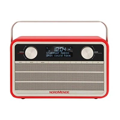 Obrázek Nordmende Transita 120 přenosné DAB rádio (DAB+, UKW, baterie 24 hodin, Aux In, budík, 2 časy buzení, funkce Sleeptimer, snooze, přípojka sluchátek) červená