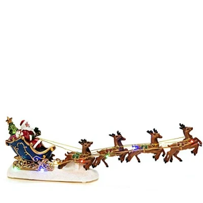 Obrázek Konstsmide LED scenérie Santa Claus na saních se soby, 10 barevných diod, provoz baterie, vnitřní 4205 000, vícebarevné
