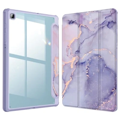Obrázek Fintie Hybrid Hülle für Samsung Galaxy Tab S6 Lite 10,4 Zoll 2024/2022/2020 Tablet Stoßfeste Schutzhülle mit Transparent Hartschale und Stifthalter, Lila Marmor