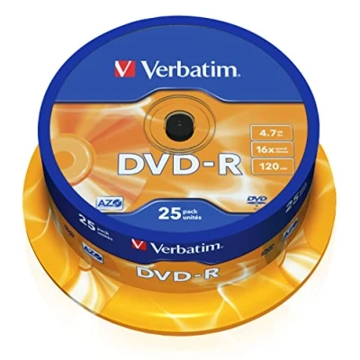 Obrázek Verbatim DVD R 16x Matt Silver 4. 7GB, balení po 25 kusech vřeteno, polotovary popisovatelné, 16násobná rychlost hoření &amp; Hardcoat Scratch Guard, polotovary, prázdné