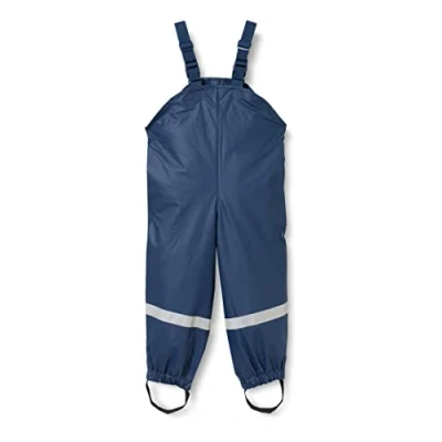Obrázek Playshoes Unisex dětské nepromokavé kalhoty s laclem do deště textilní podšívka větruvzdorné oděv deště, Námořnická modrá
