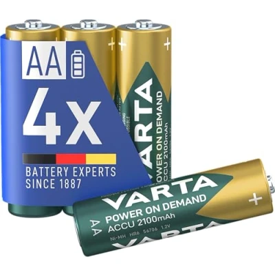 Obrázek nabíjecí baterie Varta Ready2Use, přednabité, typ AA Mignon, Ni MH (4 ks v balení, 2 100 mAh), bez paměťového efektu, okamžitě použitelné