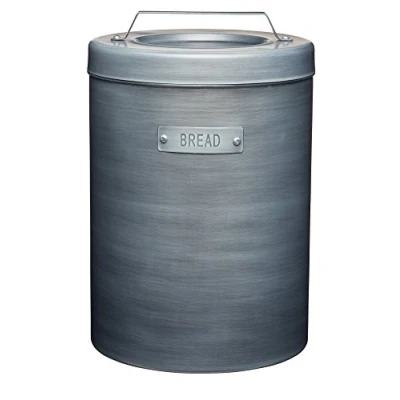 Obrázek KitchenCraft Industrial Kitchen Brotdose, Metall, Brot und Brötchenbehälter, Luftdicht, Deckel mit Griff, recycelte Materialien, 35 x 24 cm, Grau