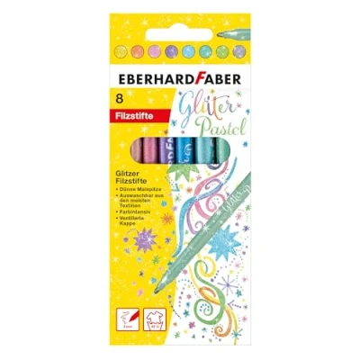 Obrázek Eberhard Faber 551009 třpytivé fixy pastelové, 8 pastelových fixů s tenkou špičkou v kartonovém pouzdře