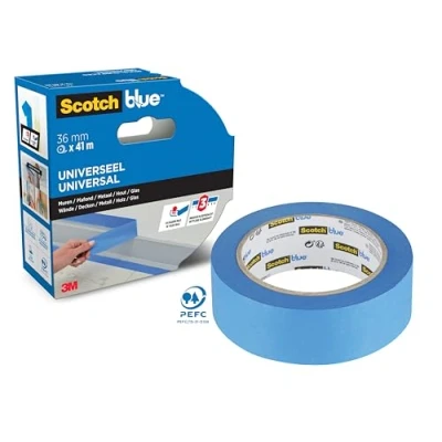 Obrázek ScotchBlue Prémiová malířská krepová páska univerzální, 36 mm x 41 m Scotch lepicí pro malování a dekoraci k malování, lakování, renovaci páska/krepová 70 % PEFC