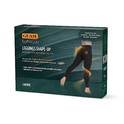 Obrázek Guam, Shape Up Softouch Leggings, Leggings mit Guam Meeresalgen und Ferninfrarotstrahlen, Anticellulite, Formt Unterstützt den Gesäßmuskel, Made in Italy, Farbe Schwarz, Größe L/XL (46 50)