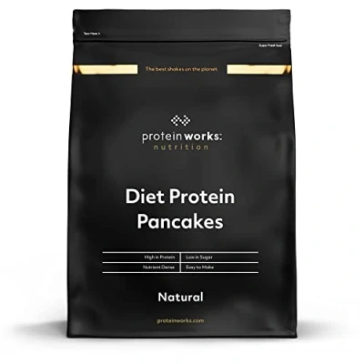 Obrázek Diet PROTEIN Pancakes Proteinreicher, zuckerarmer Snack Schnell &amp; einfach herzustellen THE WORKS Natürlich 500g