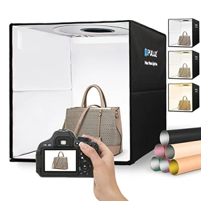 Obrázek PULUZ Fotobox 40 x cm Skládací světelný box Fotografie Tent Kit se stmívatelnými 3 barvami Teploty 160 LED světla 6500K &amp; USB C 12 foto pozadí pro fotografii šperků