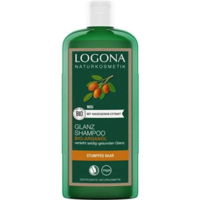 Obrázek LOGONA Naturkosmetik Šampon pro přirozeně lesklé vlasy, vhodný matné a nelesklé lesklý vlasový šampon s bio arganovým olejem, 1 x 250 ml