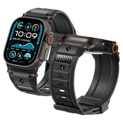 Obrázek Spigen Rugged Ultra Band Armband Entwickelt für Apple Watch 2/1 49mm, Serie 10 46mm und 9/8/7/6/5/4/SE 45mm,44mm Matt Schwarz
