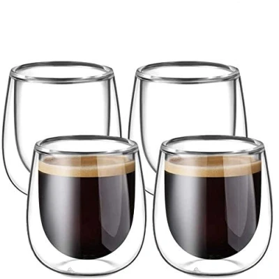 Obrázek glastal 100 ml (4oz) Dvouplášťové šálky na espresso 4dílná sada, borosilikátové sklenice kávu sada sklenic čaj espresso, latte, Iced Americano, čaj, zmrzlina,