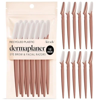 Obrázek Kitsch Dermaplaning Tool Face Razor for Women Eyebrow &amp; Shaver Facial Hair Removal Razors Dermaplane Face, 12 pc (Terracotta)