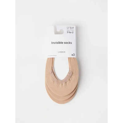 Obrázek Lindex Invisible 3 PACK Neviditelné ponožky, Ženy, Velikost: 36 38, Beige