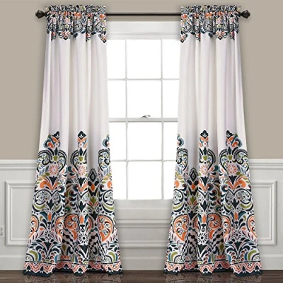Obrázek Lush Decor Clara závěsy, polyester, námořnická modř a mandarinka, 52&quot; Š x 84&quot; L