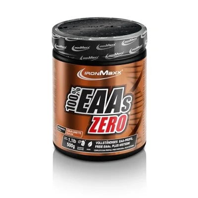 Obrázek IronMaxx 100% EAAs Zero plechovka Cola Limetka 500 g EAA prášek, veganský a bez cukru se všemi 8 esenciálními aminokyselinami ovocná chuť, konzervačních látek