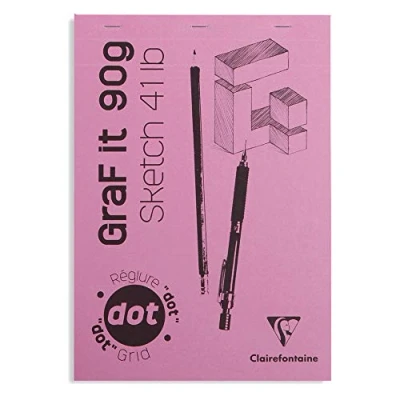 Obrázek Clairefontaine 96692C Skizzenblock Graf it, DIN A4, 21x29,7 cm, 80 Blatt, 90g, DOT Lineatur, geheftet, ideal für Trockentechiken, 1 Stück, Rosa