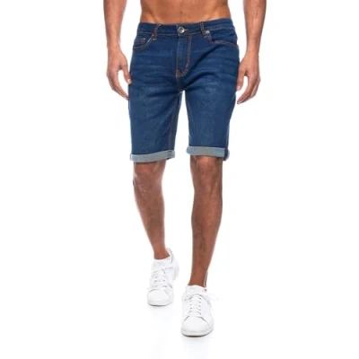 Obrázek JEEL pánské krátké kalhoty Slim Fit džínové šortky styl s 5 kapsami strečové pro muže Basic Washed, 1 námořnická modrá, 32 W
