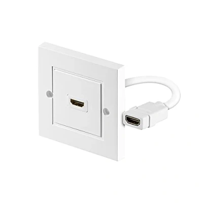 Obrázek Goobay 51722 HDMI dóza, nástěnná krabice, zásuvka pod omítku / zásuvka, vestavná zdířka (typ A) &gt; A), 3D, 4k, pozlacené kontakty, bílá