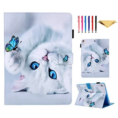 Obrázek AUSMIX Case Pro iPad 7th 2019/iPad 8th 2020 10. 2&quot; pouzdro Slim ochranné pouzdro, Stand Smart Cover PU kožené s Auto Wake Sleep 10.2&quot;/iPad 5&quot;/ Air 3, Handstand Katze
