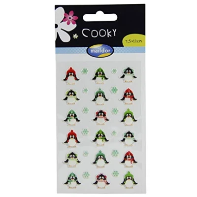 Obrázek Maildor balení 560537O s 3D nálepkami Cooky (1 arch, 7,5 x 12 cm, ideální pro dekoraci, sbírání nebo darování, tučňáci), 1