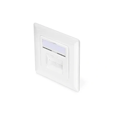 Obrázek DIGITUS Připojovací krabice Cat 6A 2 porty RJ45 pod omítku síťová zásuvka vertikální přívod design čistě bílá