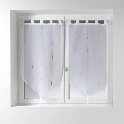 Obrázek Douceur d&#039;Intérieur, Okenní záclony, s poutky a třásněmi, z polyesteru žinille, polyester, šedá, 120 x 60 cm