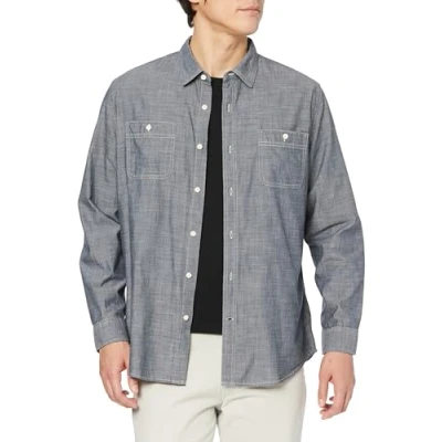 Obrázek Amazon Essentials Pánská košile Chambray s dlouhým rukávem, normální střih, šedá, XL