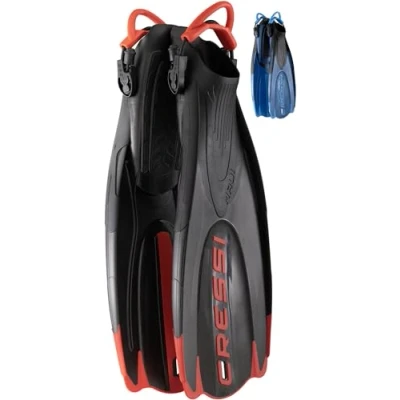 Obrázek CRESSI Maui Long Fins Verstellbare Lange Flossen mit EBS System zum Schwimmen und Schnorcheln, Unisex, Schwarz/Rot (Dive Center), M/L (41/44), Unisex Adulti