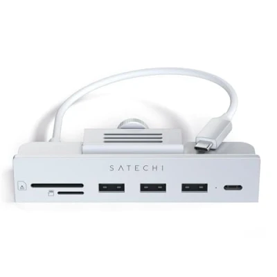 Obrázek SATECHI USB C rozbočovač datový port C, a 3. 0 dat, čtečka micro / SD karet pro Apple Studio displej 2021 iMac M1 24 palců. Není vhodné 2020 starší modely (stříbrný)