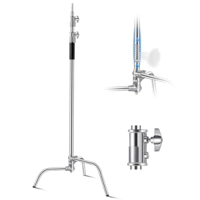 Obrázek VEVOR C Stand Lampentständer, max. Höhe 330 cm, Foto Lichtstativ aus Edelstahl mit Einstellbarer von 1463 bis 2987 mm, 20 kg Tragkraft für Studio Softbox, Monolight, Reflektor