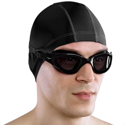 Obrázek AqtivAqua Polarisiert Schwimmbrille Herren Damen Schwimmbrillen Erwachsene Kinder DX P (Voll Schwarz, Polarisiert)