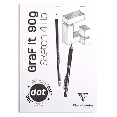 Obrázek Clairefontaine 96653C Skizzenblock Graf it, DIN A4, 21x29,7 cm, 80 Blatt, 90g, DOT Lineatur, geheftet, ideal für Trockentechiken, 1 Stück, farbig sortiert