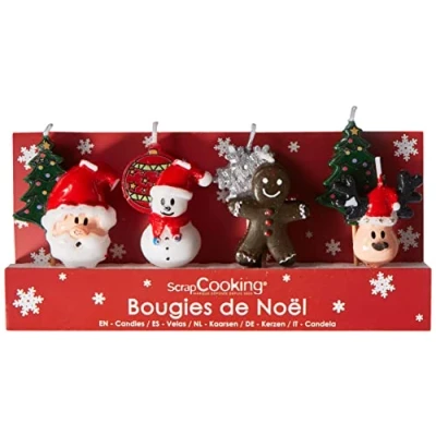 Obrázek SCRAPCOOKING 5021 Weihnachten Set 8 Kerzen Paraffin Mehrfarbig 10,5 x 17 2,5 cm