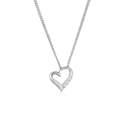 Obrázek Dámský řetízek Diamore na krk s přívěškem ve tvaru srdce ze sterlingového stříbra 925 diamantem (0,06 ct) 45 cm dlouhý
