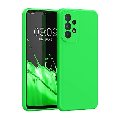 Obrázek kwmobile pouzdro kompatibilní s Samsung Galaxy A33 5G silikonové na mobil měkký povrch bezdrátové nabíjení neonově zelené